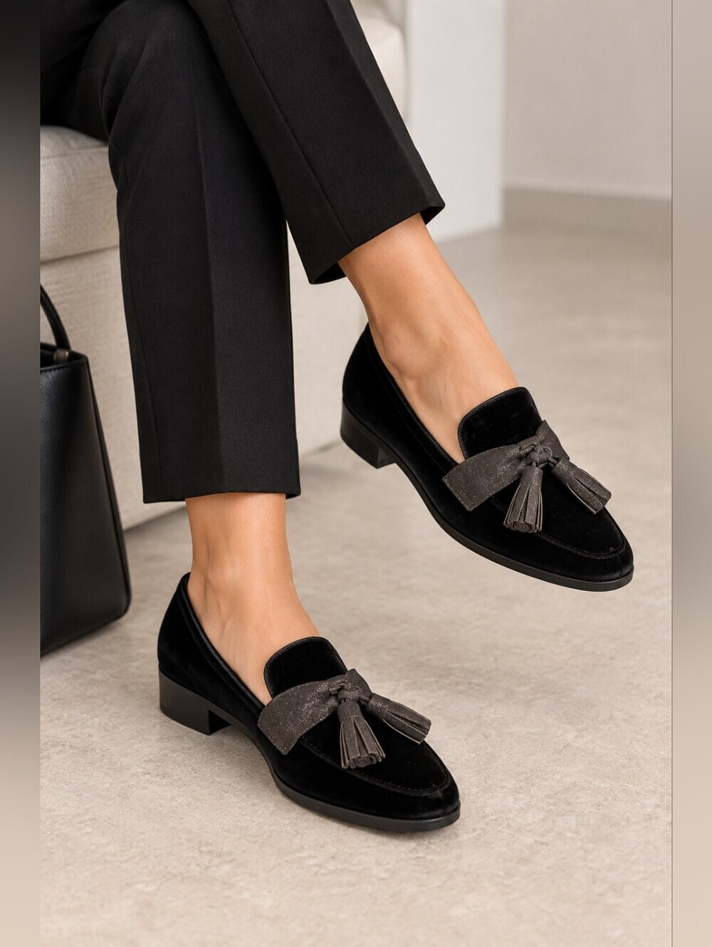 Jeffrey Campbell Ledger Black Velvet Loafers Size 8